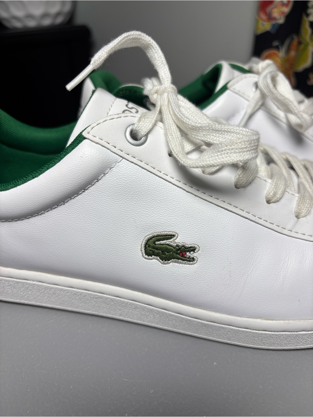 LACOSTE Hydez 119 Leather Sneakers Shoes White Green Size Men's 9 - Picture 6 of 8
